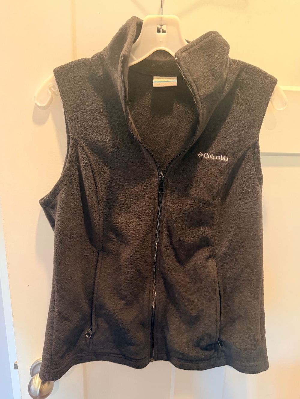 Columbia Black Fleece Vest Womens Medium Full Zip Outdoor Hiking Jacket